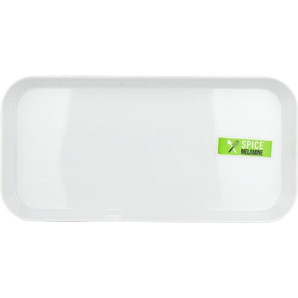 White Rectangular Rounded Melamine Platter 31cm x 15cm