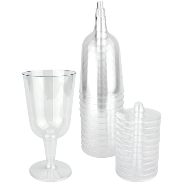 Clear Plastic Reusable Wine Glasses (Pack of 12)