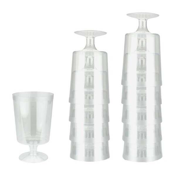 Clear Plastic Reusable Mini Wine Glasses 180ml (Pack of 10)
