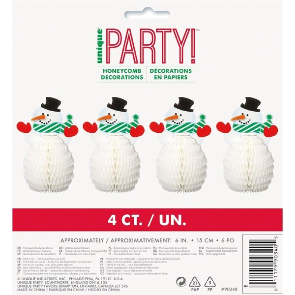 Snowman Mini Honeycomb Centrepieces (Set of 4)