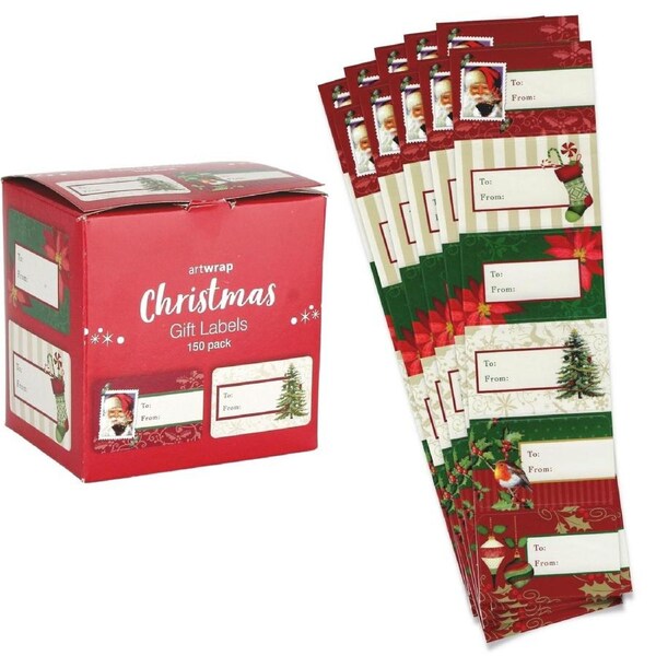 Traditional Christmas Gift Label Stickers (Roll of 150)