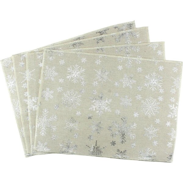Silver Artic Snowflake Linen Placemats (Pack of 4)