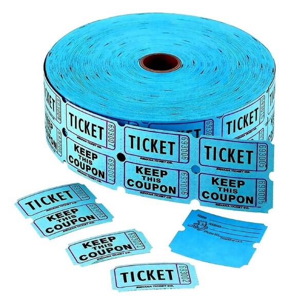Blue Raffle Ticket Roll (1000 Double Tickets)