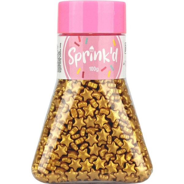 Sprink'd Shiny Gold Stars Edible Cupcake Decorations 100g