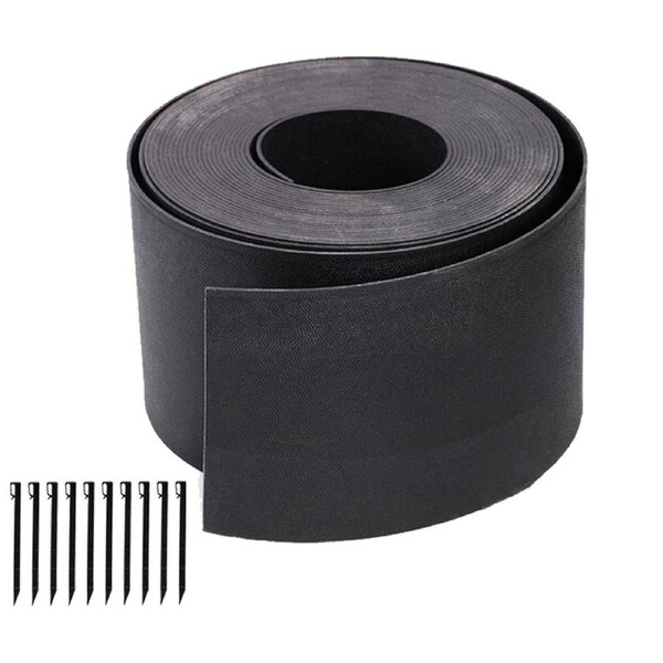 OZNALA Plastic Garden Edging Black 120mm x 10M Border Support Flexible Landscape Edge Flexible DIY Fence Barrier Path Driveway Plant Grass Flower Bed Support Plastic Roll Kit
