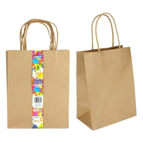 Brown Kraft Paper Gift Bags 25.5cm (Pack of 3)