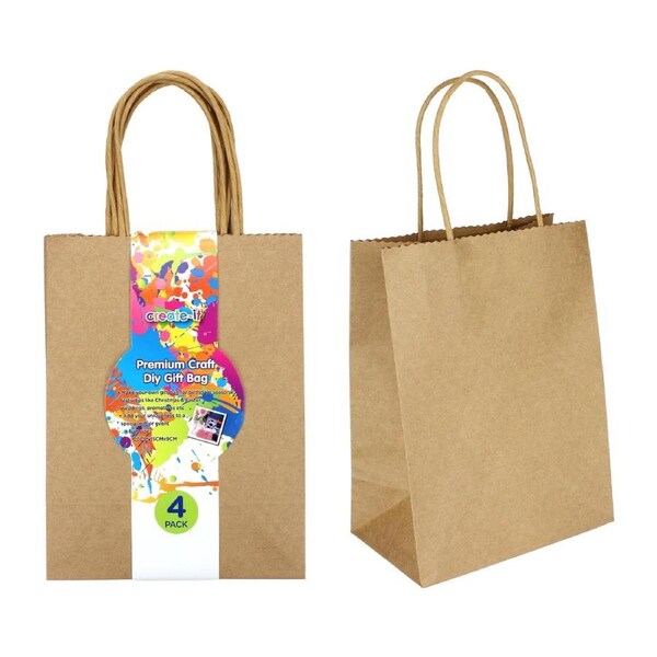 Brown Kraft Paper Gift Bags 20cm (Pack of 4)