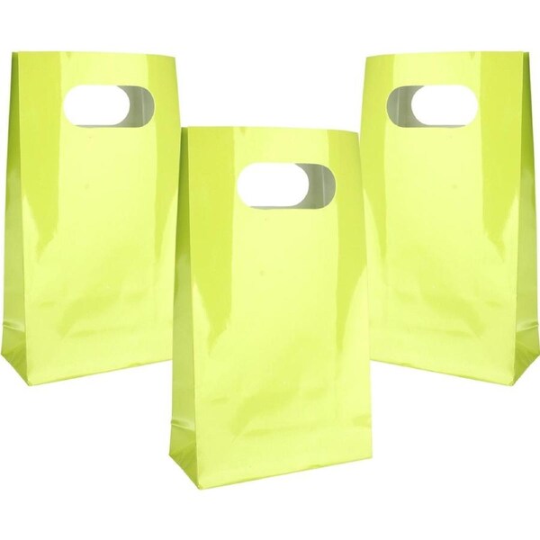 Neon Coloured Yellow Paper Gift Bags (Pack of 6)