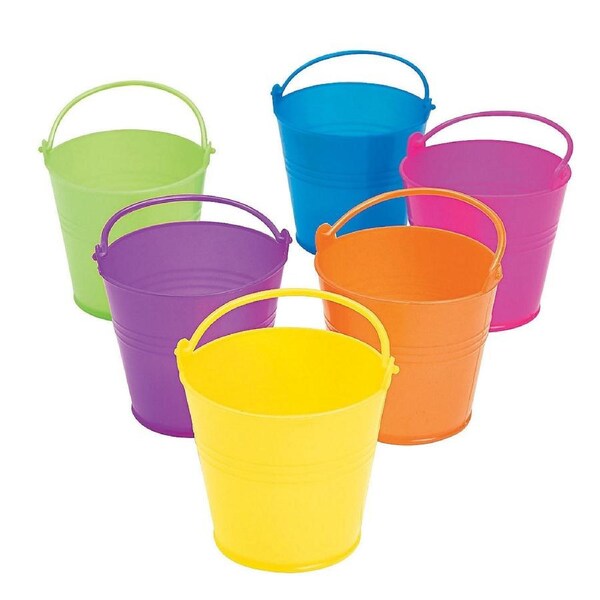 Small Coloured Favour Buckets (Pack of 12)