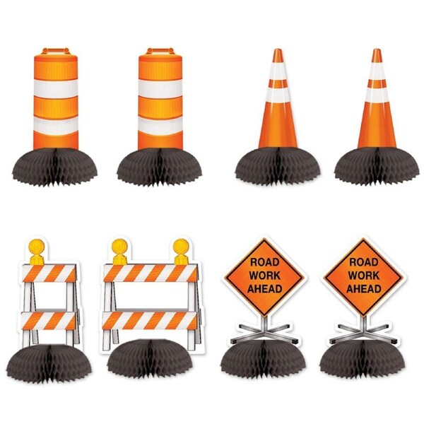 Construction Sign Mini Centrepieces (Pack of 8)