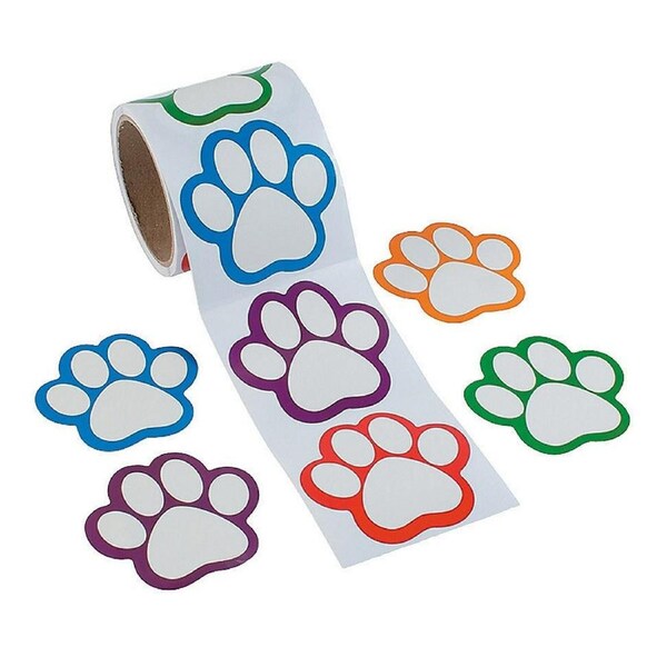 Paw Print Self-Adhesive Name Tag Labels (Roll of 100)