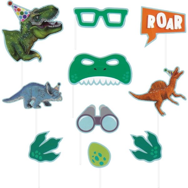 Dinosaur Fun Photo Booth Props (Pack of 10)