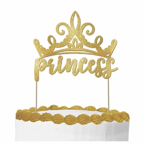 Disney Princess Once Upon A Time Gold Glitter Cake Topper