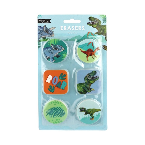 Dinosaur Fun Erasers (Pack of 6)
