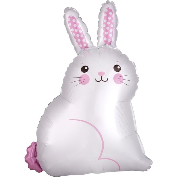 Pink & White Bunny Foil Helium Balloon 55cm