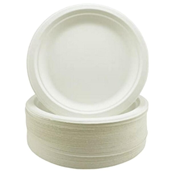 White Sugar Cane Large Plates 23cm (Bulk Pack of 50)