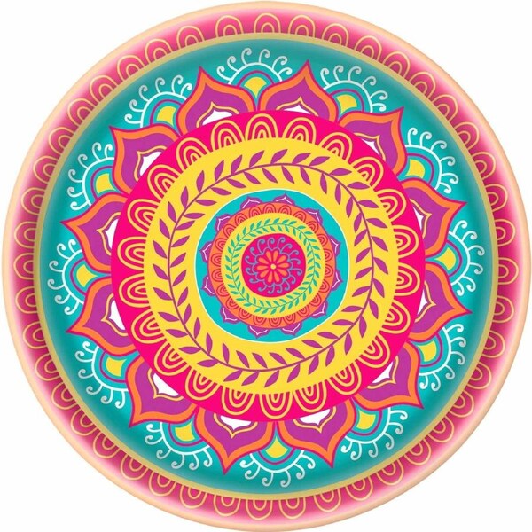 Diwali Round Plastic Serving Platter 34cm