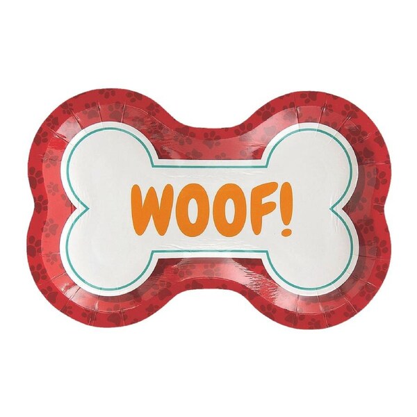 Dog Party Bone Paper Plates (Pack of 8)