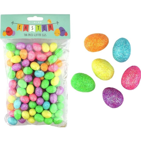 Glitter Foam Mini Easter Egg Decorations (Pack of 100)