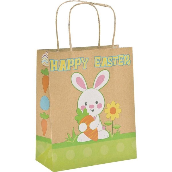 Happy Easter Kraft Gift Bags (Pack of 12)