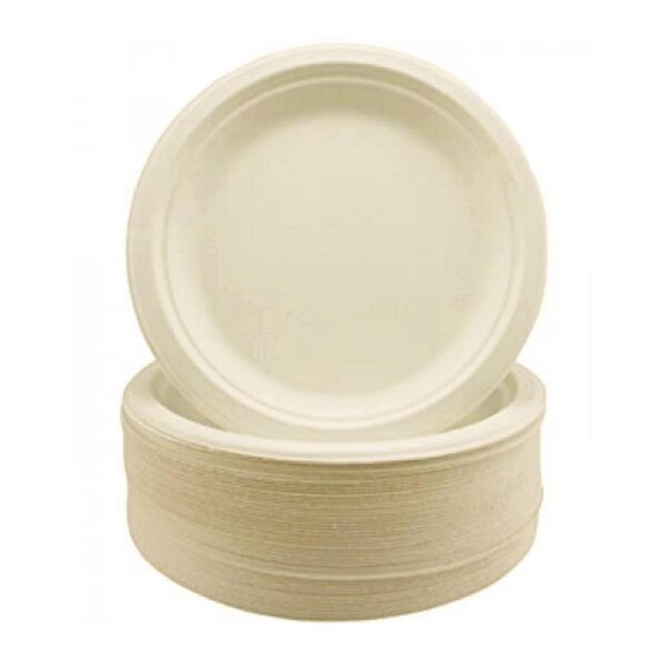 Natural Sugar Cane Small Plates 18cm (Bulk Pack of 50)