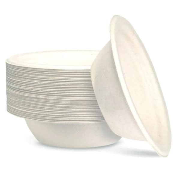 White Sugar Cane Bowls 16cm (Bulk Pack of 50)