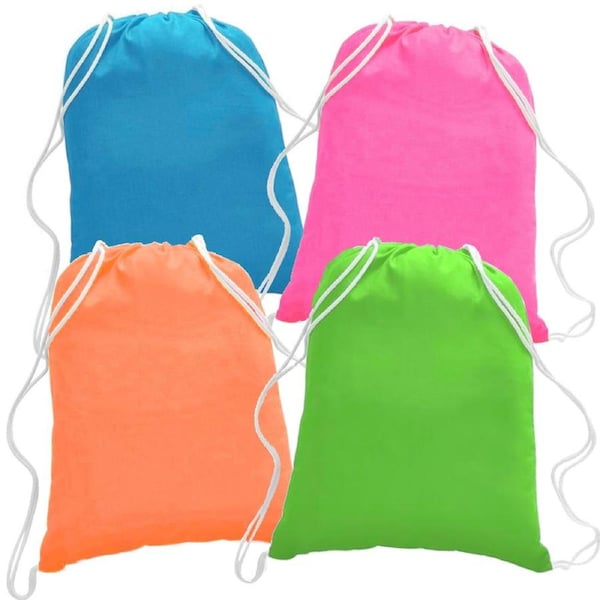 Neon Drawstring Bags (Pack of 12)