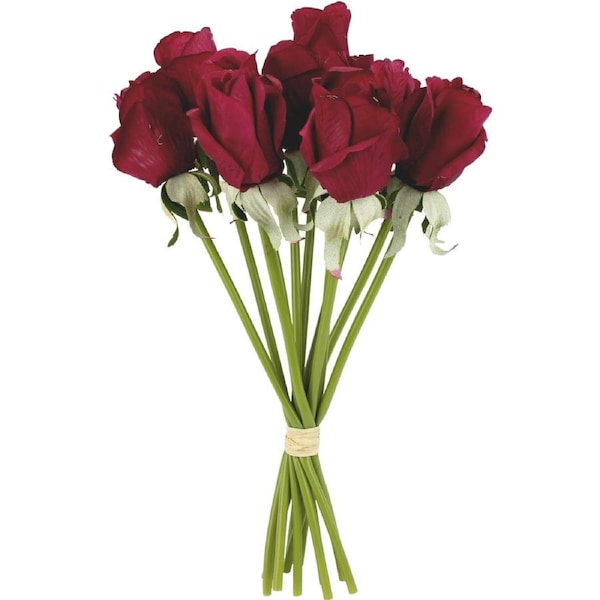 Artificial Garnet Red Roses (1 dozen)