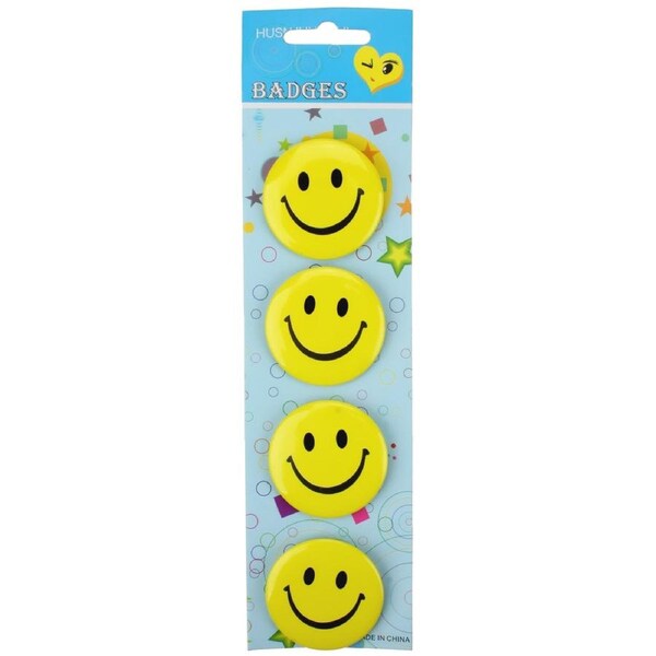 Smile Face Badges (Pack of 4)