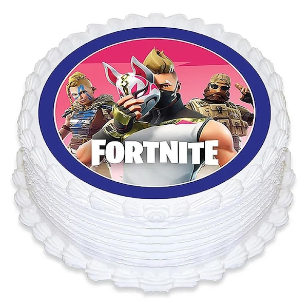 Fortnite Round Edible Icing Cake Decoration