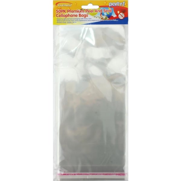Clear Peel and Seal Cello Bags 12cm x 28cm (Pack of 50)