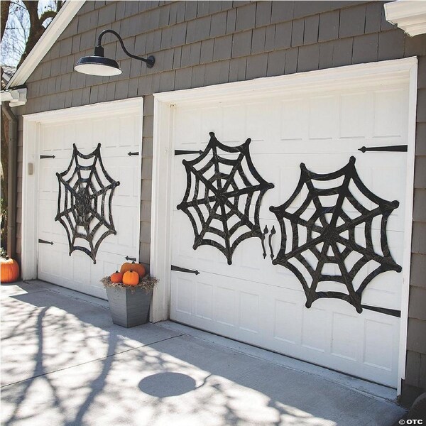Giant Black Plastic Spider Web Wall Decorations (Pack of 3)