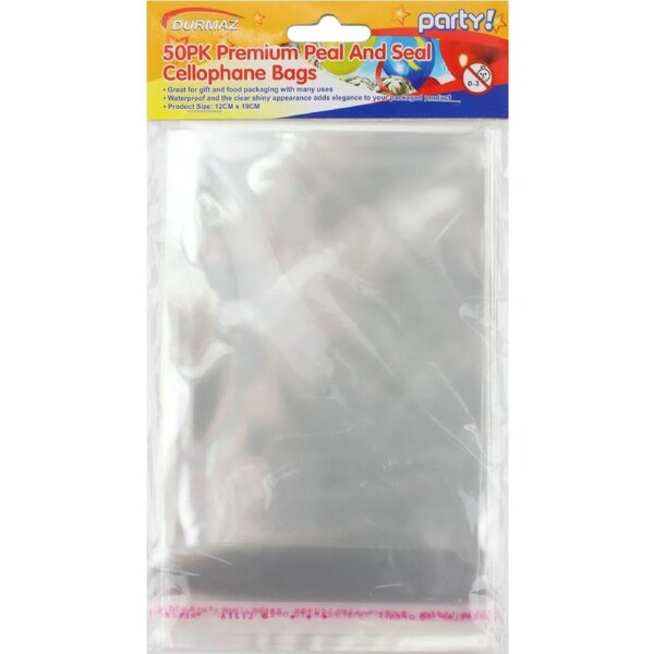 Clear Peel and Seal Cello Bags 12cm x 19cm (Pack of 50)