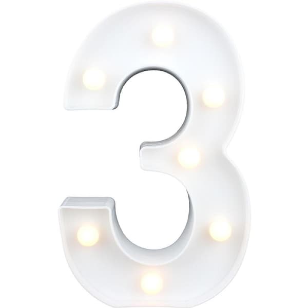 LED Light Up Number 3 White
