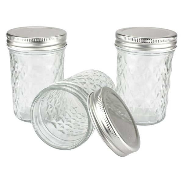 Quilted Screw Top Glass Conserve Jars 220ml (Pack of 3)