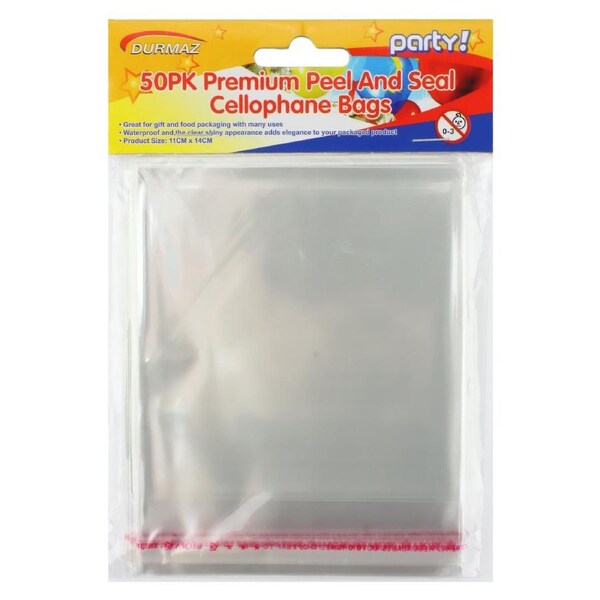 Clear Peel and Seal Cello Bags 11cm x 14cm (Pack of 50)