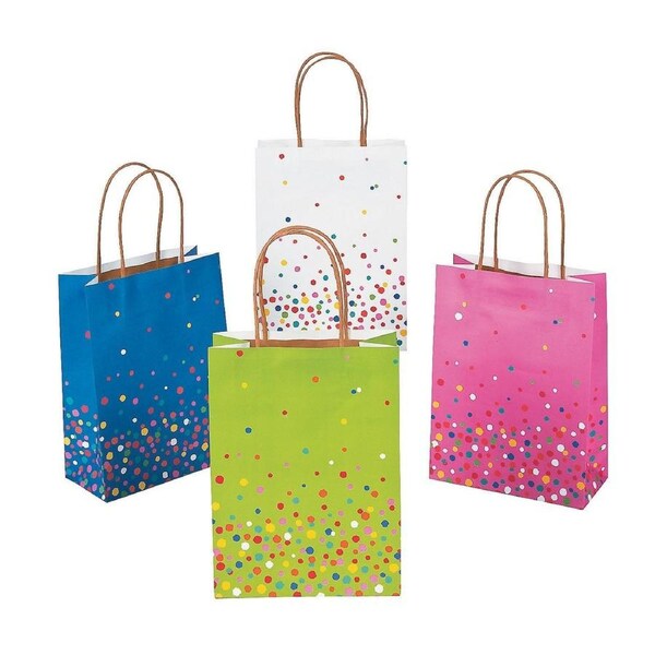 Assorted Confetti Dots Paper Favour Bags (Pack of 12)