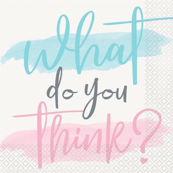 Gender Reveal Party Large Napkins / Serviettes (Pack of 16)