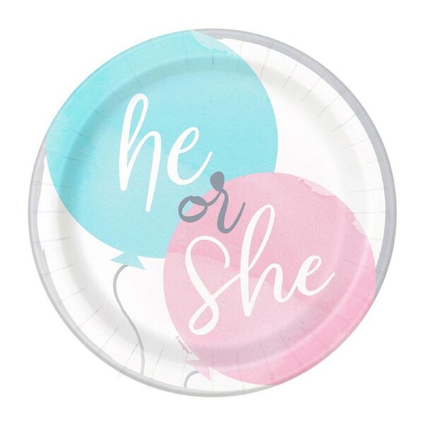 Gender Reveal Party Small Paper Plates (Pack of 8)