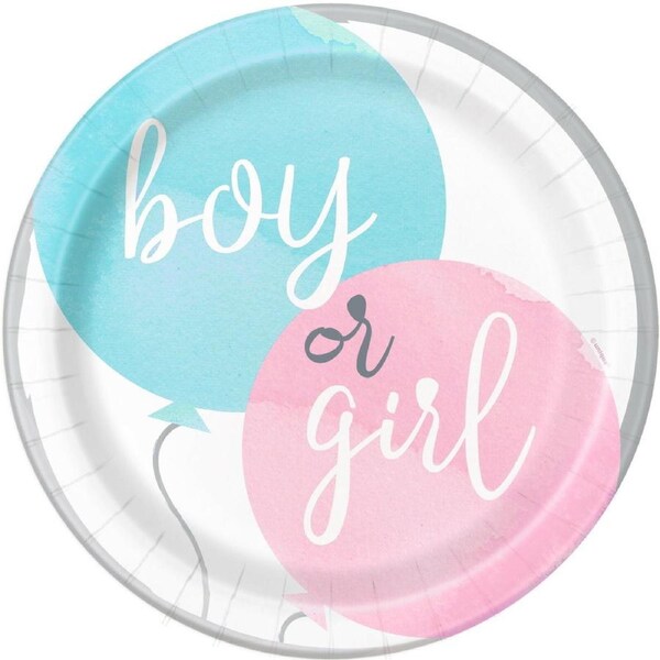 Gender Reveal Party Large Paper Plates (Pack of 8)