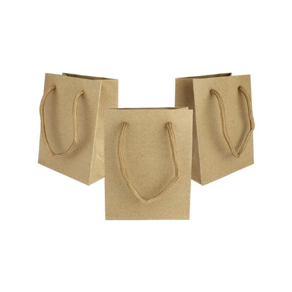 Brown Kraft Paper Gift Bags 14cm x 11cm x 6.5cm (Pack of 12)