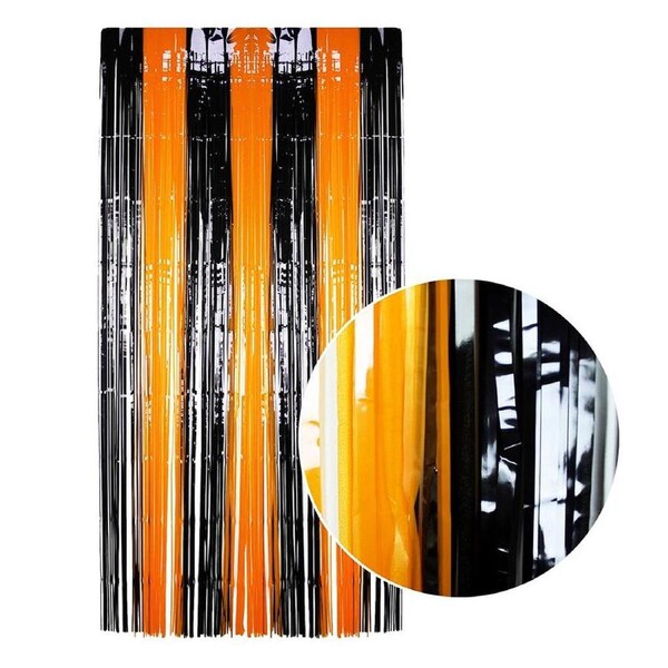 Orange & Black Plastic Door Curtain 100cm x 200cm