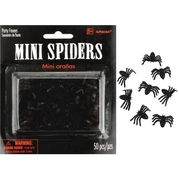 Mini Plastic Spiders (Pack of 50)