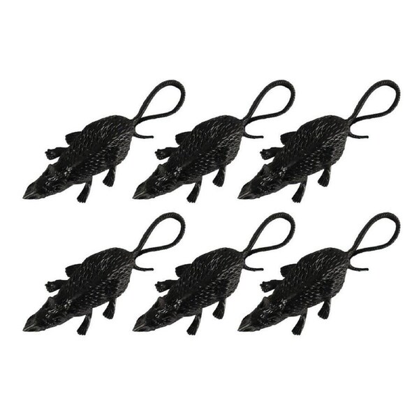 Plastic Black Rats (Pack of 6)