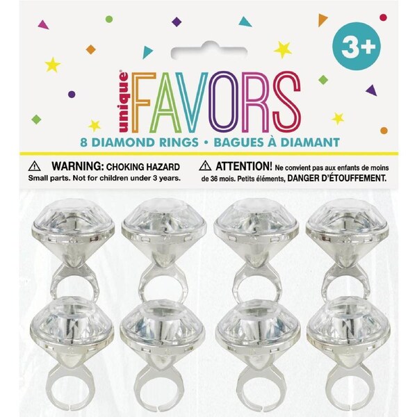 Plastic Diamond Rings (Pack of 8)