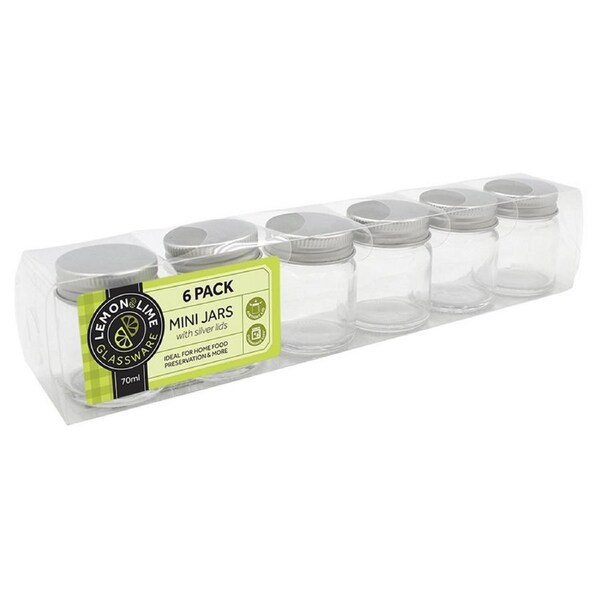 Silver Screw Top Glass Jars 70ml (Pack of 6)