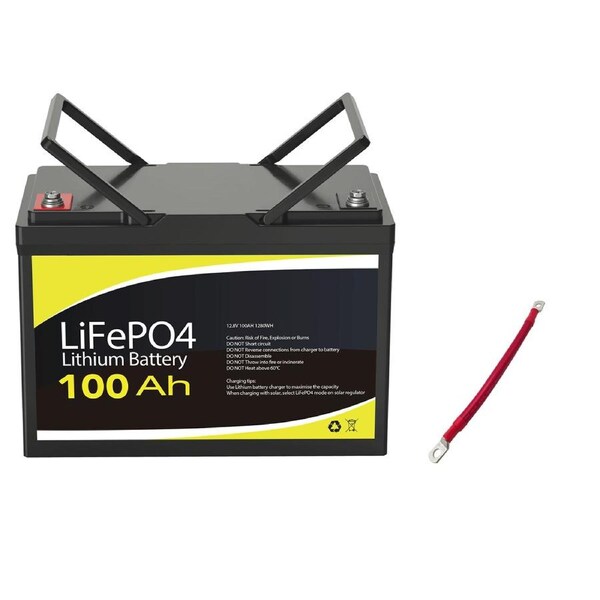 12V 100Ah Lithium Battery + 0.2m 1AWG Battery Cable