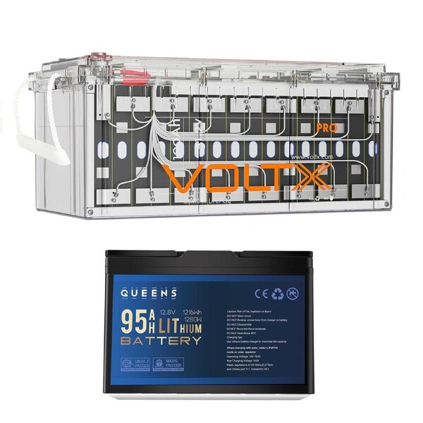VoltX 48V 100Ah Lithium Battery + 12V 95Ah Battery (Total 6336Wh)
