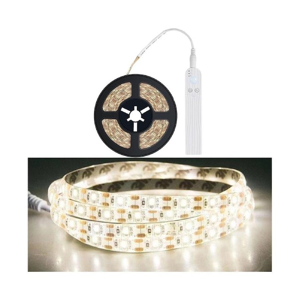3m LED Battery Box Light Strip Intelligent Induction Dimming Soft Light Strip Drip Waterproof Cabinet Light Tape (6500K Cold White)