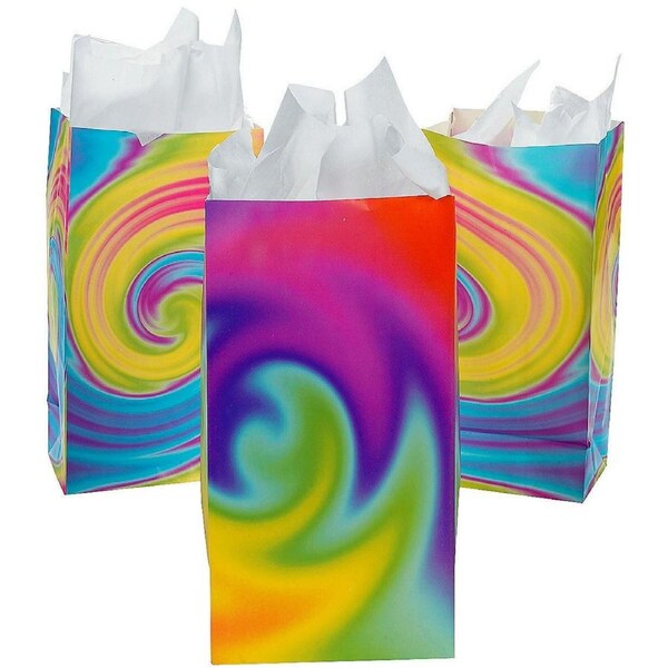Tie Dye Swirl Paper Party Bags (Pack of 12)